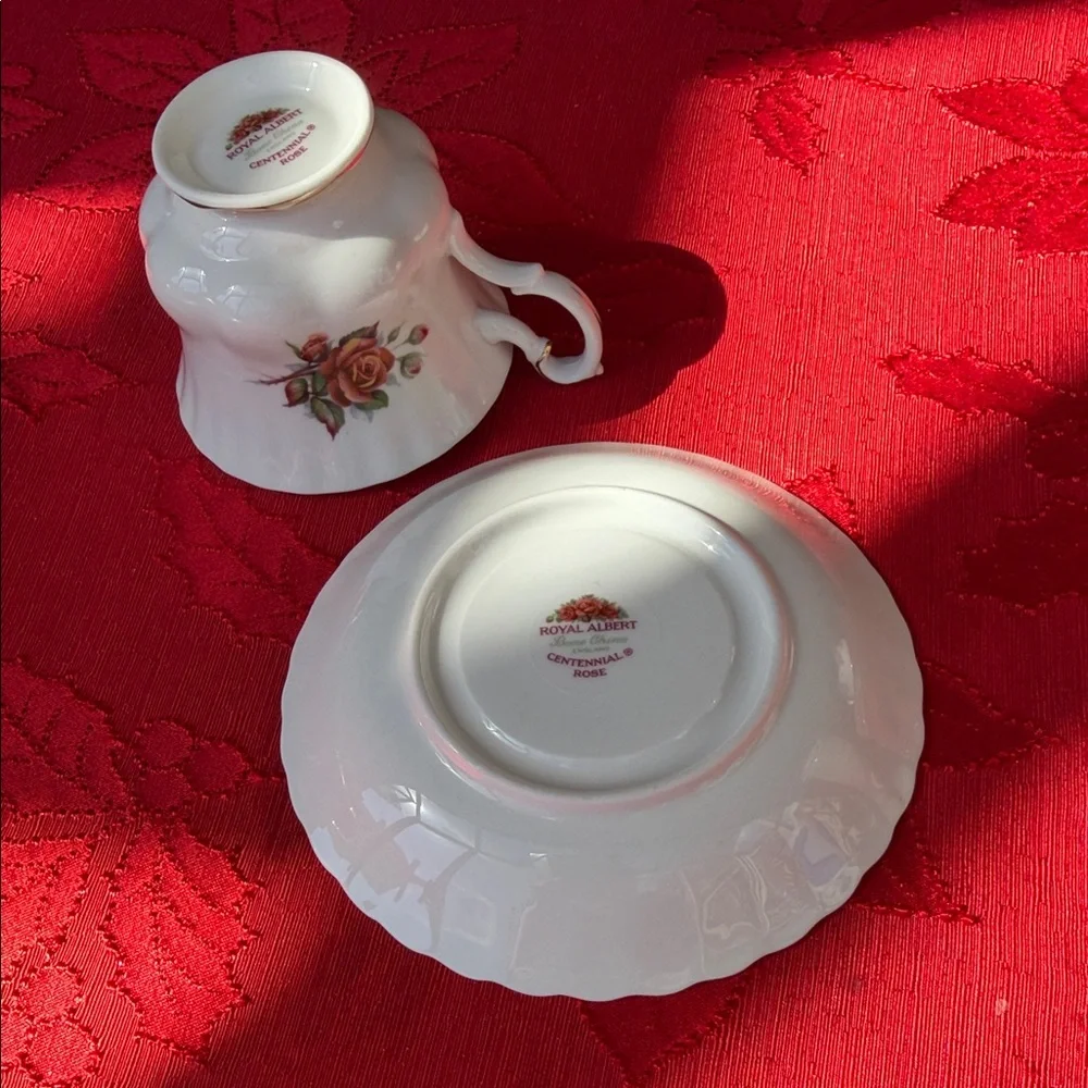 Vintage  Royal Albert Centennial Rose bone china teacup and saucer set.